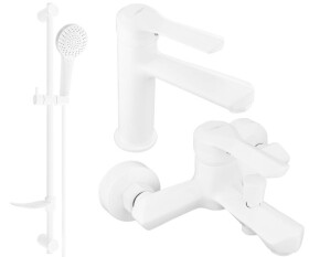 MEXEN - Saber DF05 Set umyvadlové a vanové baterie s příslušenstvím, bílá 72103DF05-20