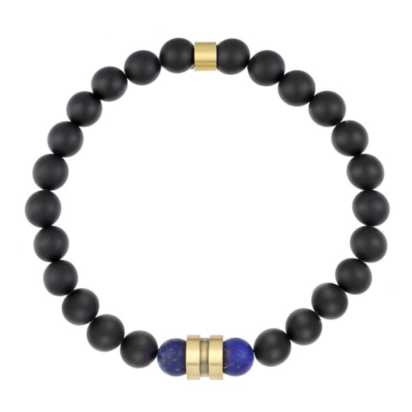 Pánský náramek Rodolfo - 8 mm lapis lazuli, onyx, 21 cm Modrá