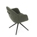 Židle jídelní a konferenční, zelená látka, černé kovové nohy, otočný mechanismus