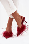 Lodičky s peřím a odhaleným patou bordó Belice 37