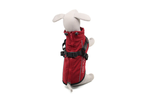 Aero zimní bunda pro psa s postrojem Barva: Červená, Délka zad (cm): 27, Obvod hrudníku: 40 - 44 cm