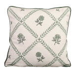 Strömshaga Vyšívaný povlak na polštář Lovisa Green/White 45 × 45 cm, zelená barva, textil