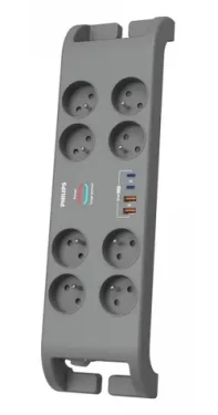 Prodlužovací kabel s přepěťovou ochranou 8x zásuvka / Prodlužovací kabel / USB-A+C 30W GaN / 2400 J / 2 m (Phil-SPN8180GA/60)
