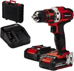 Einhell TE-CD 18/40-1 Li červená/černá / Aku vrtací šroubovák / 18V / 40 Nm / 2x 2.0Ah / sada 64 ks (4513939)