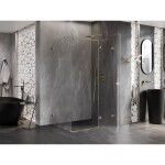 MEXEN/S - Lunar T sprchový kout dveře křídlové pravá 75 x 120, transparent, zlato 834T-075-120-50-00-P