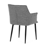 Židle jídelní, šedá vodoodpudivá látka, černý matný lak, kovové nohy