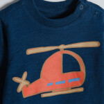 Bavlněné tričko s potiskem helikoptéry- námořnicky modré - 62 NAVY BLUE
