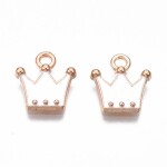 Kovový přívěsek - korunka - různé varianty - 11,5 × 10,5 mm - 1 ks Barva: Růžová
