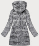 Šedá dámská bunda-kožíšek s kapucí (br9741-9) odstíny šedé XXL (44)
