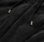 Černá kožešinová dámská bunda s kapucí (BR9596-1) odcienie czerni XXL (44)