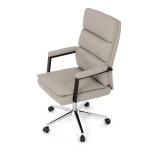 Křeslo kancelářské, béžová ekokůže, kříž kov chromový, houpací mechanismus, čalouněné područky