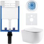 CERANO - Kompletní WC set Profi/Felci - bílá lesklá - WC tlačítko Line/Bílá - pro zazdění - 52,5x36 CER-8050BD84322