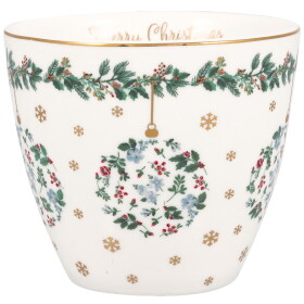 GREEN GATE Latte cup Joelle White 300 ml, zelená barva, porcelán 300ml