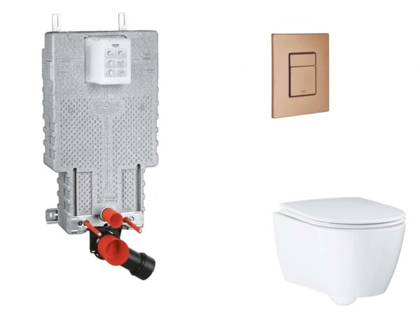 GROHE - Uniset Set předstěnové instalace, klozetu, sedátka SoftClose a tlačítka Skate Cosmopolitan, kartáčovaný Warm Sunset SANI15BB4118