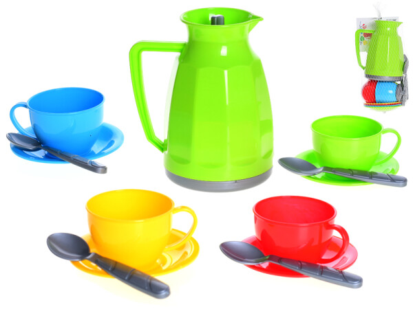 Sada nádobí na čaj plast 13ks v síťce 11x20x11cm 12m+