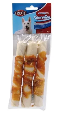 TRIXIE DentaFun rolky buvolí kůže obalené kachním masem / Dentální pamlsek / 3 ks / 17 cm / 140 g (G14-31373)