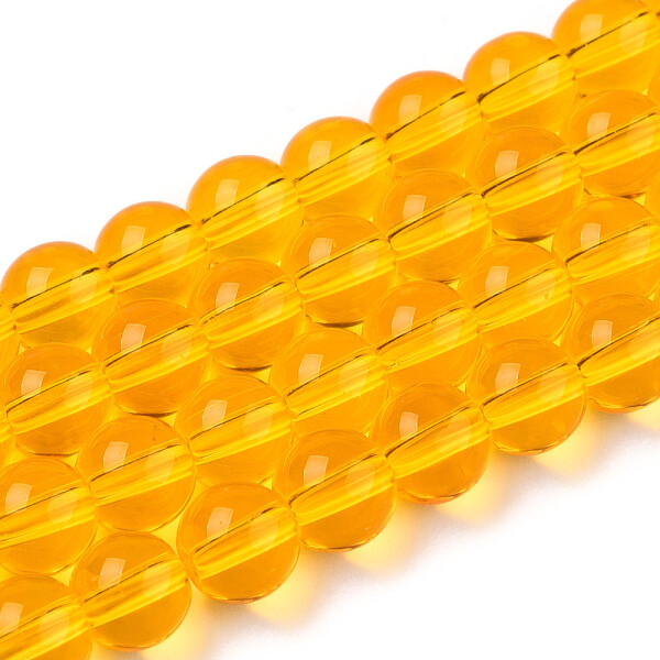 Skleněné korálky - průsvitné - žluté - ∅ 6 mm - 10 ks