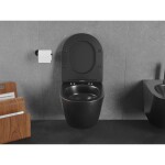MEXEN/S - Lena Závěsná WC mísa Rimless Tornado včetně sedátka s slow slim, duroplast, černá mat 30221085T