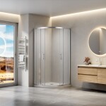 Erga Peoria, čtvrtkruhový sprchový kout s posuvnými dveřmi 80(dveře) x 80(stěna) x 190 cm, 6mm čiré sklo, chromový profil, ERG-Q02-PEORIA-D080D080-CL… (ERG-Q02-PEORIA-D08