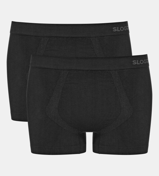 Pánské boxerky GO Smooth Short 2P - BLACK - černé 0004 - SLOGGI BLACK L