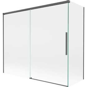 MEXEN/S - Rox vanová zástěna 2-křídlová posuvná 180 + 90 x 150, transparent, grafit kartáčovaná 8C9-180-090-66-00