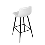 Židle barová, bílá látka, čtyřnohá kovová podnož, černý mat