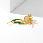 Květinová brož se zirkony Luisa - tulipán, Stříbrná