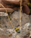 Ocelový náhrdelník Suzi - chirurgická ocel, zirkon, Zlatá 42 cm + 5 cm (prodloužení)
