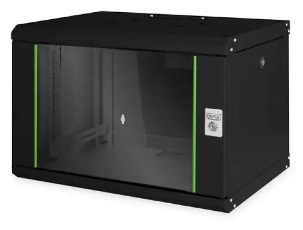 Digitus Unique černá / Nástěnný rack / 7U / 420x600x450 mm / skleněné dveře / IP20 (DN-19 07-U-SW)