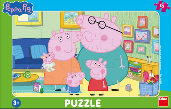Puzzle 15 Peppa Pig v obývacím pokoji deskové