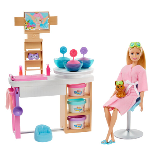 Barbie salón krásy herní set s běloškou