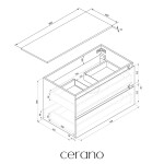 CERANO - Koupelnová skříňka Carole - černá matná + deska z lit. mramoru Elanys - 12 mm - bílá matná - 80x49,2x46 CER-679345
