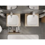 MEXEN/S - Rivel koupelnová skříňka pod umyvadlo 50 cm s deskou, 2 zásuvky, reliéf , dub 91A20-05047-2-BFFC81