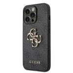 Pouzdro Guess PU 4G Metal Logo iPhone 14 Pro šedé