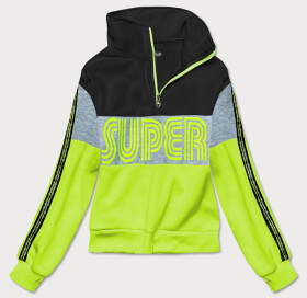 Černo-zelená dámská sportovní mikina (26019) -J.Style černo-zelená XL
