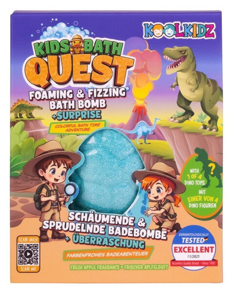 Pěnivá bomba do koupele KOOLKIDZ s překvapením dinosaurus Jablko 160g