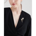 Brož s opály a zirkony Christiana - tulipán, Zlatá