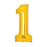 Balónek fóliový narozeniny číslo 1 zlatý 66 cm Amscan Balónek fóliový narozeniny číslo 1 zlatý 66 cm Amscan
