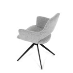 Židle jídelní, šedá látka, 360° vratný mechanismus, černý kov