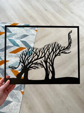 Strom života slon dekorace na zeď Rozměr (cm): 38 x 28, Dekor: Černá