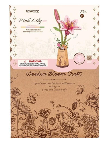 3D Dřevěná skládačka: Růžová lilie