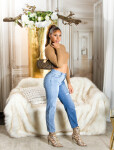 Sexy Highwaist Bi-Color Mom Jeans Použitý vzhled denimblue