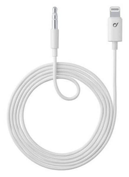 Pouzdro Audio kabel Cellularline Aux Music Cable, konektory Ligtning + 3,5 mm jack, MFI certifikace, bílé