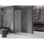 MEXEN/S - Velar sprchový kout, posuvné dveře 160 x 80 cm, dekor, grafit metal 871-160-080-31-95