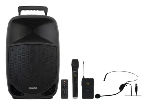 Fonestar MALIBU-312 černá / Párty reproduktor / 250W / Bluetooth / USB / 2x MIC / AUX / FM / microSD (jm312)