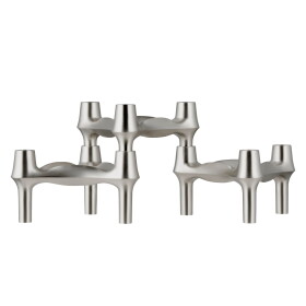 Stoff Nagel Designový svícen BMF STOFF Nagel Brushed Chrome – set 3 ks, stříbrná barva, kov