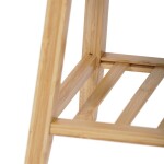 Botník / taburet, police, masiv bambus, přírodní odstín, šedá látka