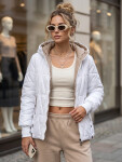 Dámská prošívaná přechodová bunda s kapucí, bílá, FashionStreet TY5781 S