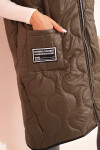 Dámská prošívaná vesta Plus Size s kapucí na zip khaki UNI