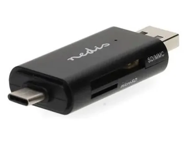 Nedis CRDRU2110BK Černá / Čtečka karet / Vše v Jednom / USB-C / USB-A / USB 2.0 (CRDRU2110BK)